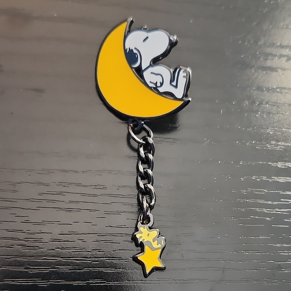 Peanuts Snoopy and Woodstock Inspired Moon and Star Enamel Pin